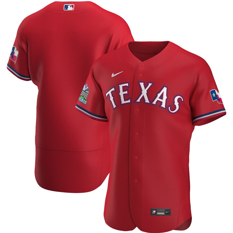 Custom Texas Rangers Men Nike Scarlet Alternate 2020 Authentic Team MLB Jersey